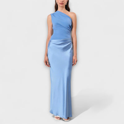 Elegant One-Shoulder Pleated Maxi Dress | Dress