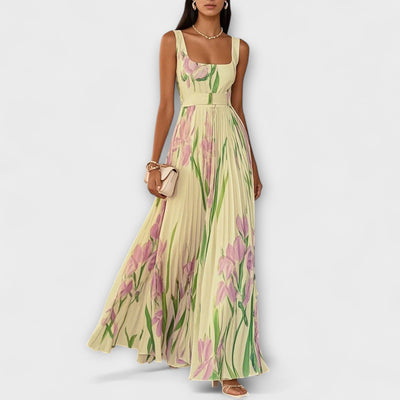 Folded Floral Chiffon Maxi Dress | Dress