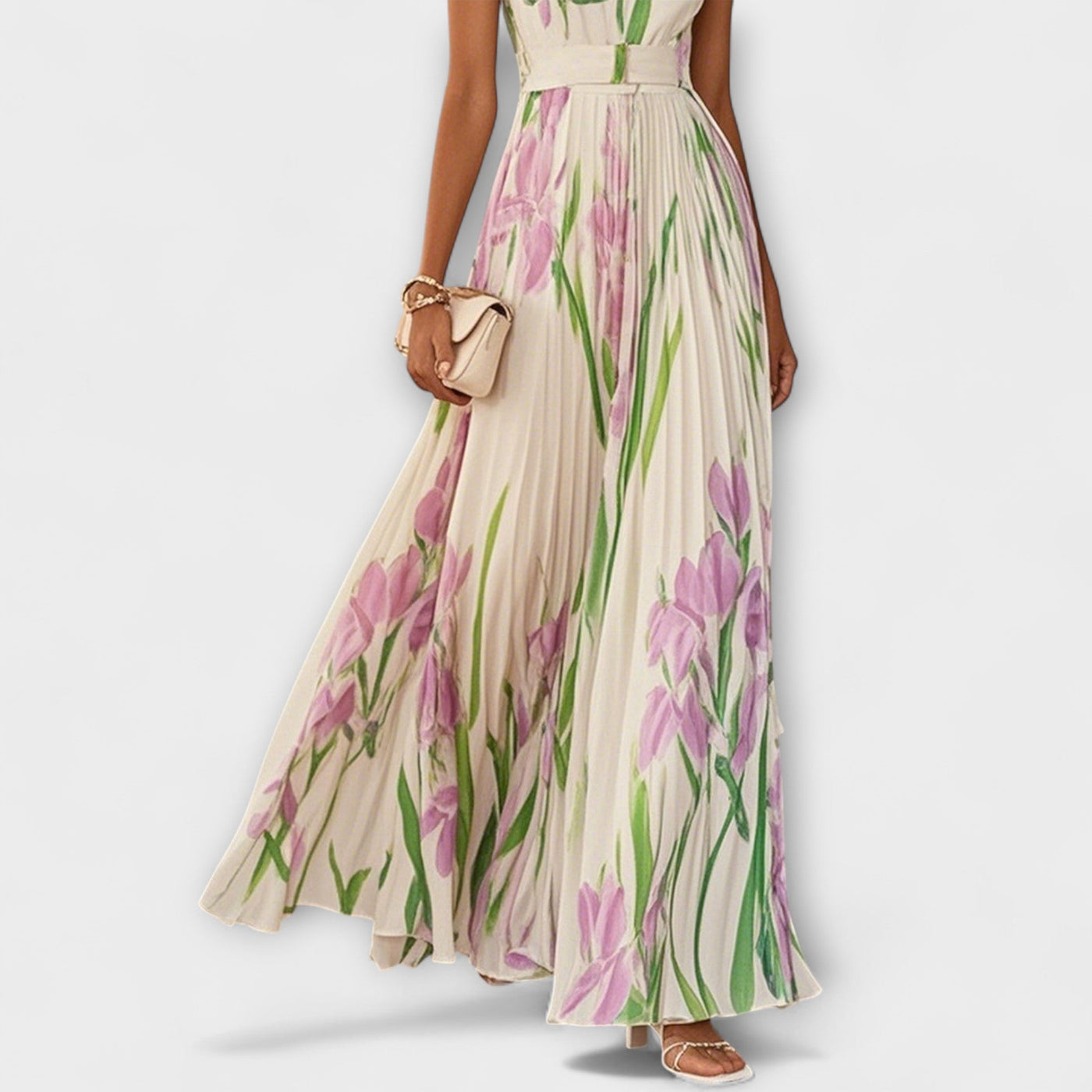 Folded Floral Chiffon Maxi Dress | Dress