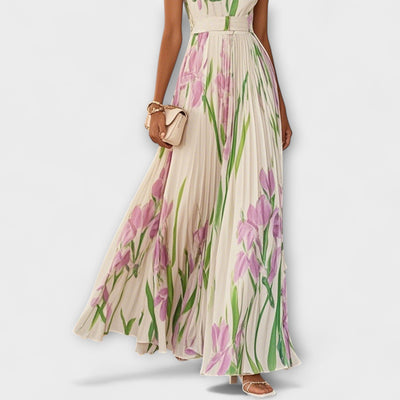 Folded Floral Chiffon Maxi Dress | Dress
