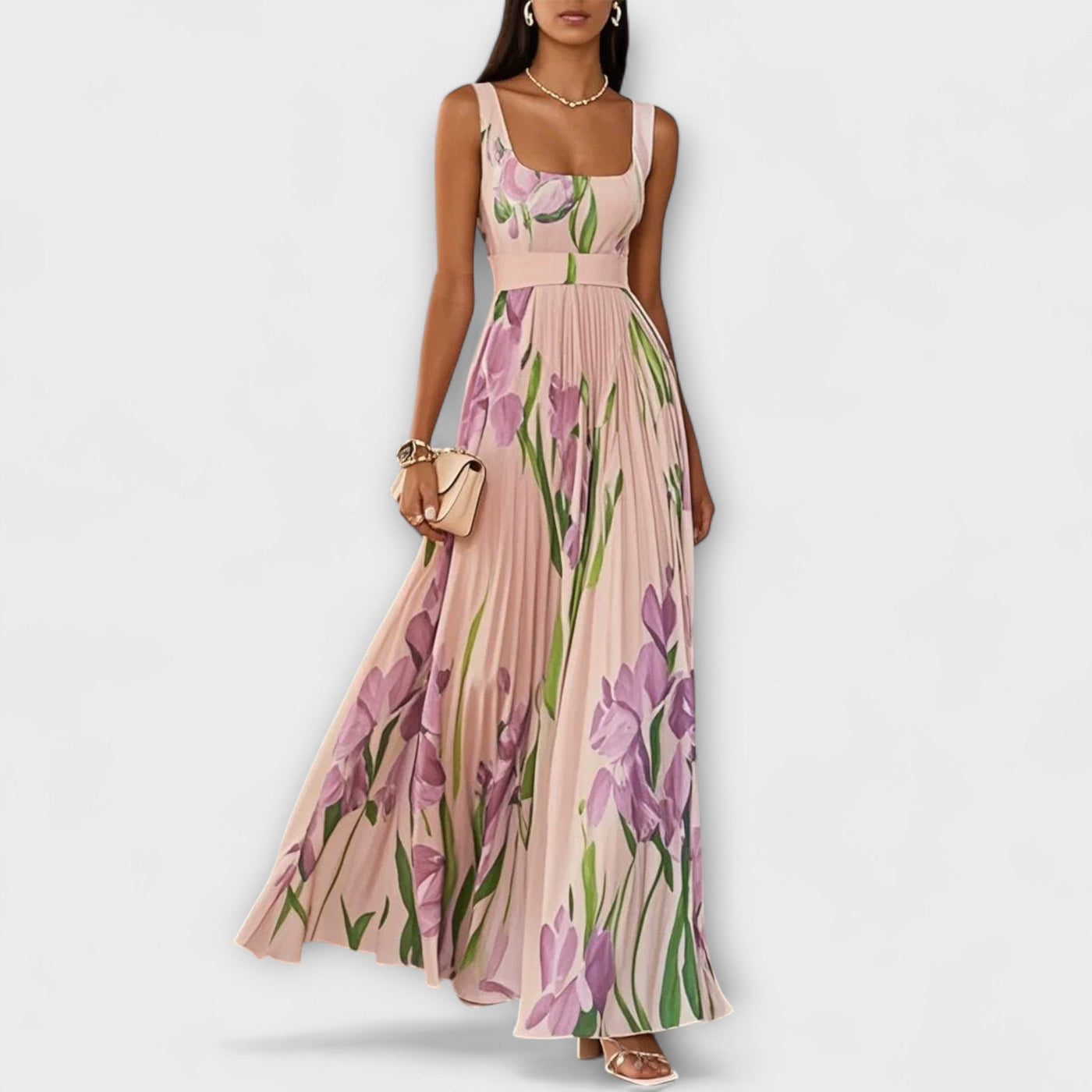 Folded Floral Chiffon Maxi Dress | Dress