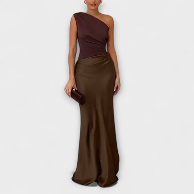 Elegant One-Shoulder Pleated Maxi Dress | Dress