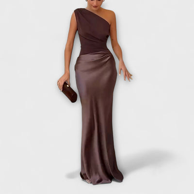 Elegant One-Shoulder Pleated Maxi Dress | Dress