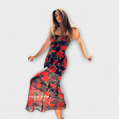 Flower Pattern Spaghetti Strap Bodycon Dress | Dress