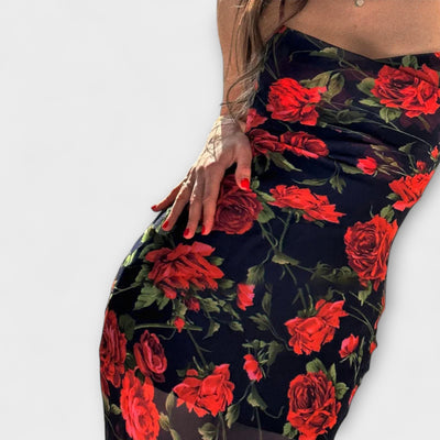 Flower Pattern Spaghetti Strap Bodycon Dress | Dress