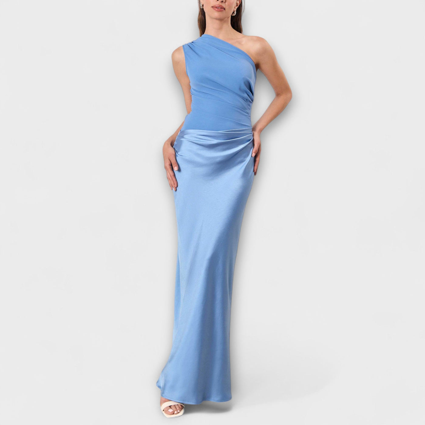 Elegant One-Shoulder Pleated Maxi Dress | Dress