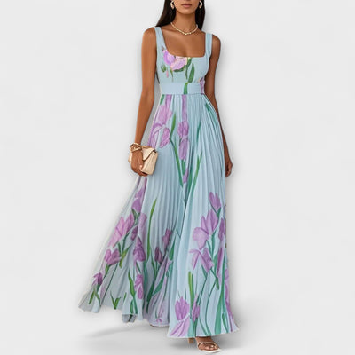 Folded Floral Chiffon Maxi Dress | Dress