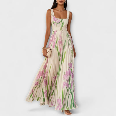 Folded Floral Chiffon Maxi Dress | Dress