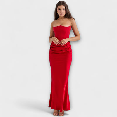Off-the-Shoulder Satin Maxi Dress | Dress