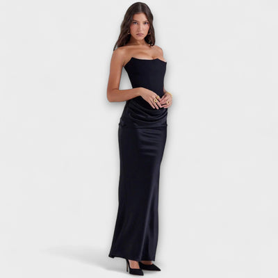 Off-the-Shoulder Satin Maxi Dress | Dress