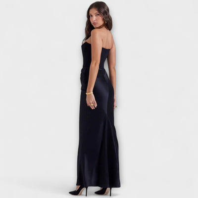 Off-the-Shoulder Satin Maxi Dress | Dress