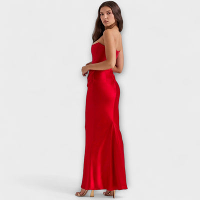 Off-the-Shoulder Satin Maxi Dress | Dress