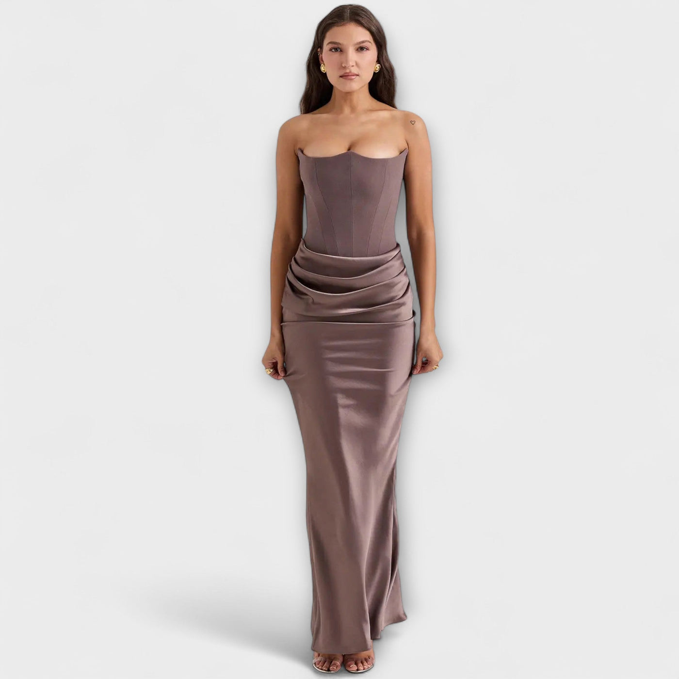 Off-the-Shoulder Satin Maxi Dress | Dress