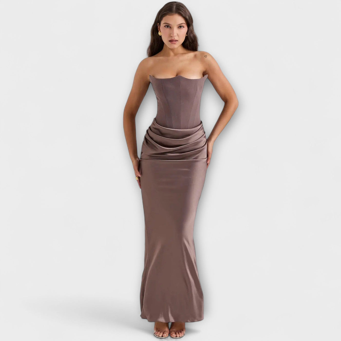 Off-the-Shoulder Satin Maxi Dress | Dress